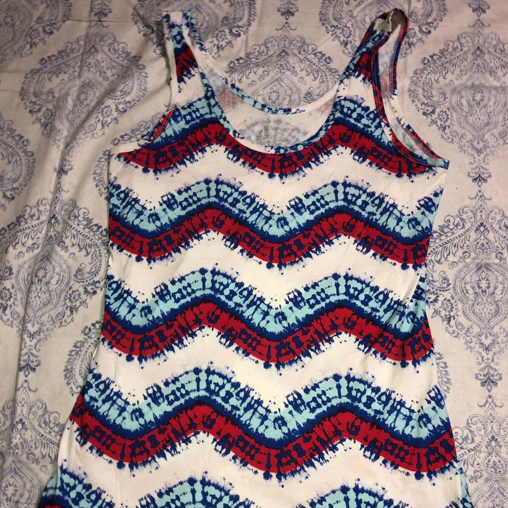 Red, White, and Blue Chevron Tank Top